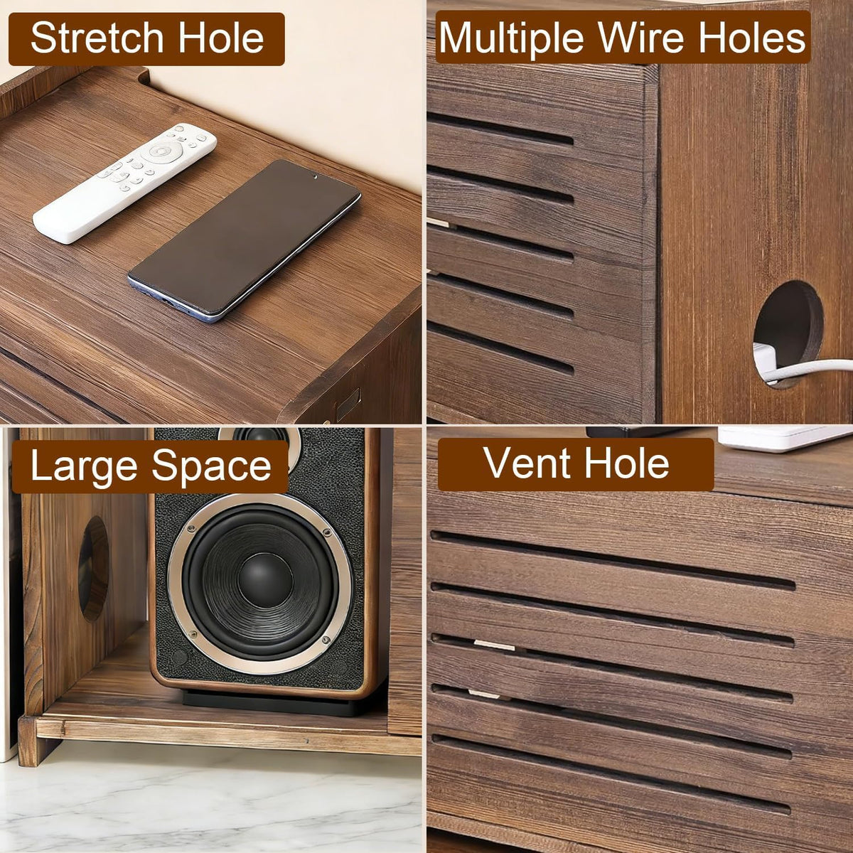 WiFi Box Hider Wood, Cable Organizer Storage Cabinet