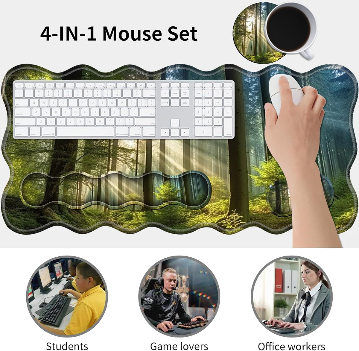 Gaming Mouse Pad Set with Wrist Support, 31.5"x11.8" Large Non-Slip...