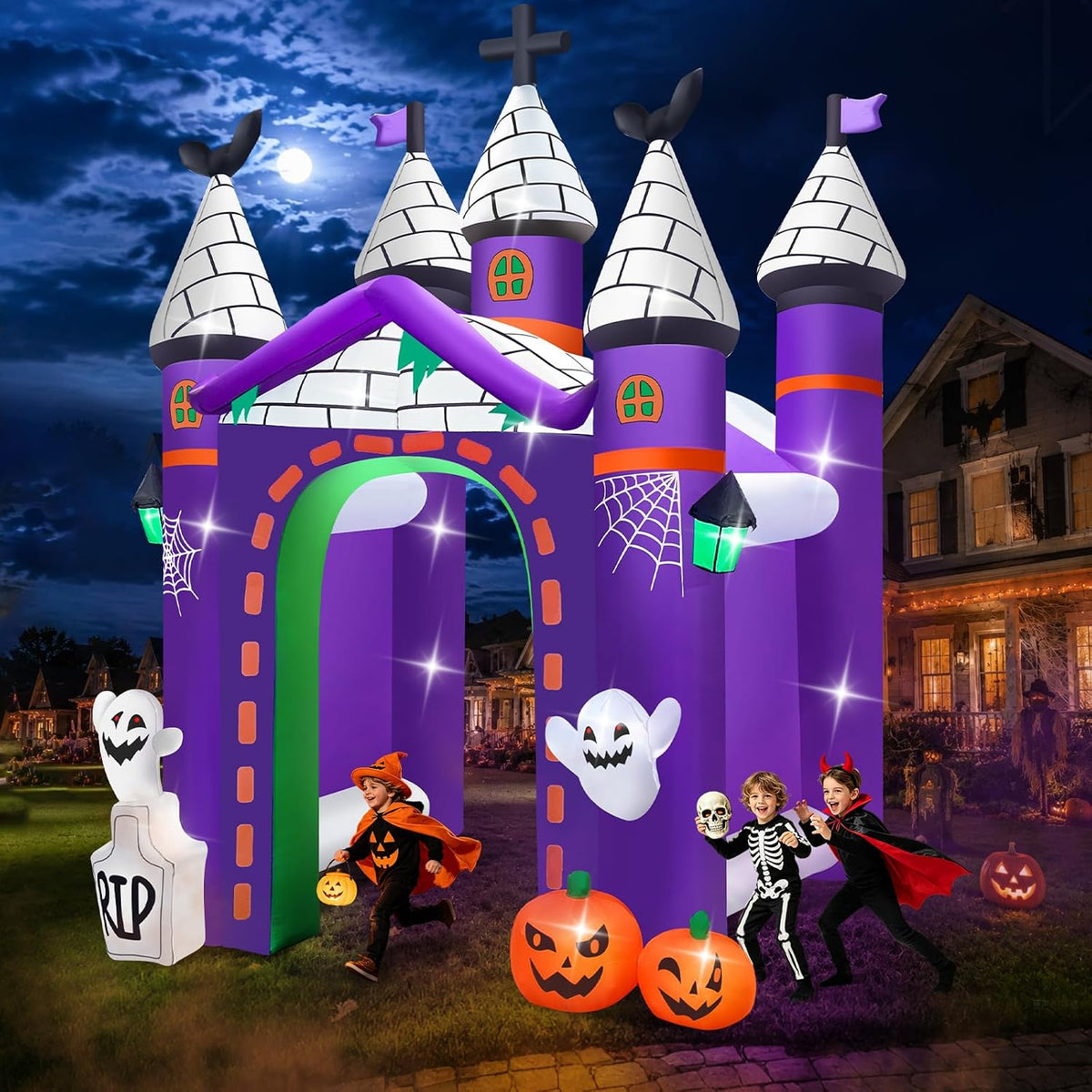 Kalolary 12FT Halloween Inflatables Archway Haunted House Castle