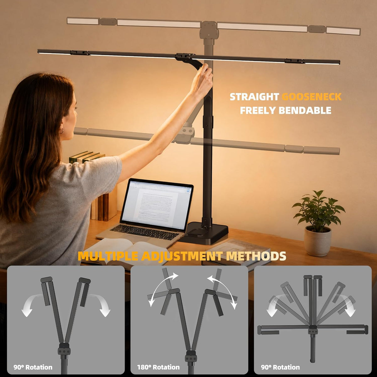 LED Desk Lamp for Home Office, Eye-Caring Desk Light with Remote,Adjustable F...