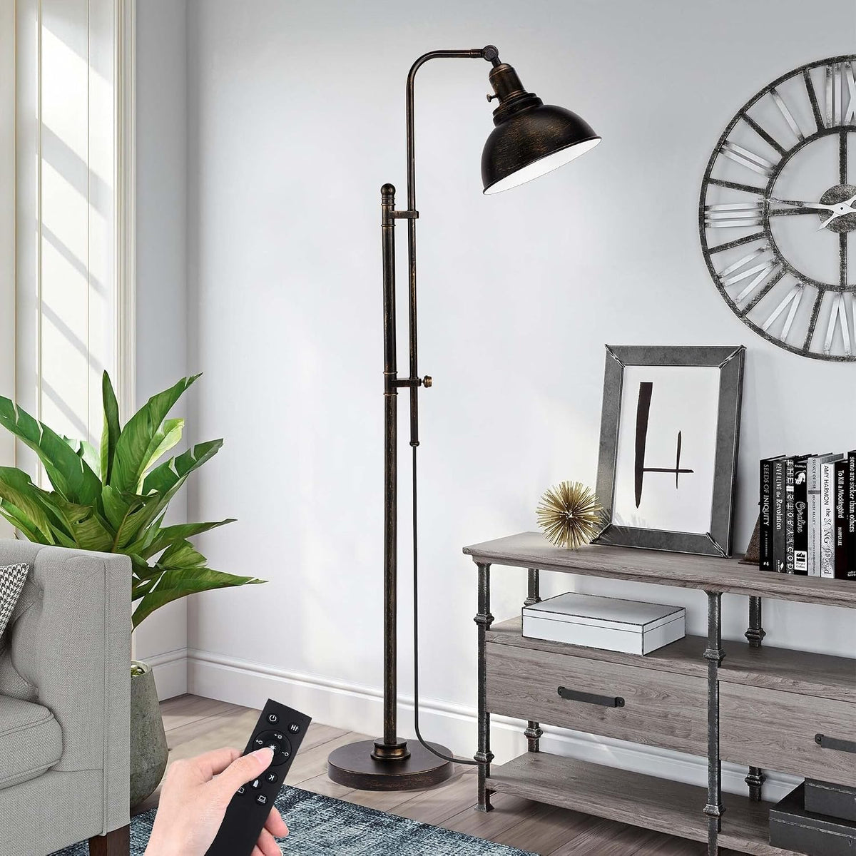PARTPHONER Industrial Floor Lamp Adjustable, Rustic Farmhouse Reading Lamp in...