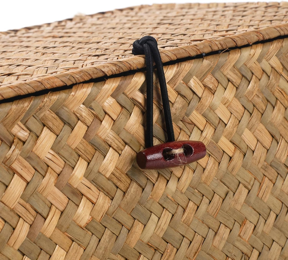 Wicker Basket with Lid, Seagrass Storage Basket, Woven Baskets for Storage, D...