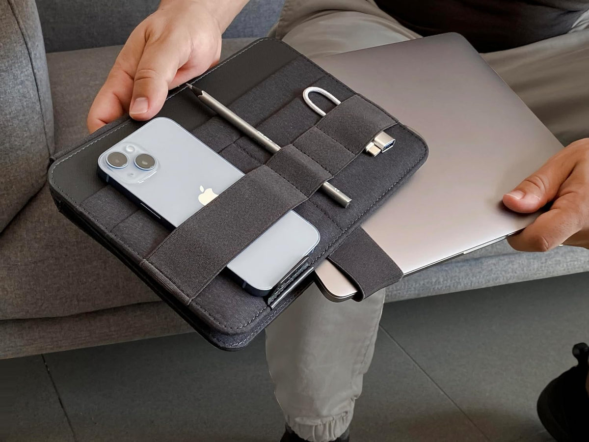 Beblau FOLD PRO Portable Tech Organizer – Attachable Device Pouch & Desk ...