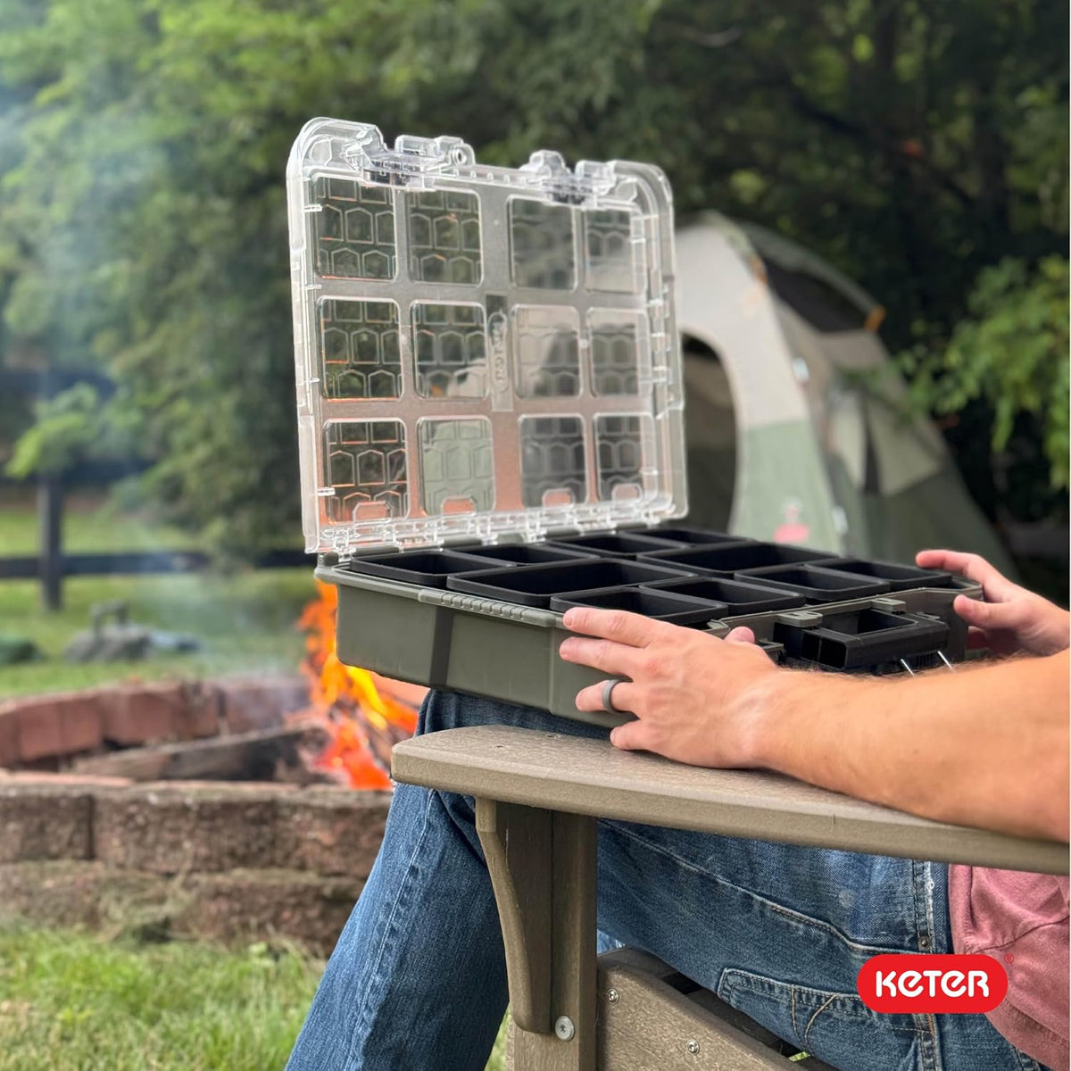 Keter Stack N' Roll Camping Gear Organizer, Portable Storage Organizer