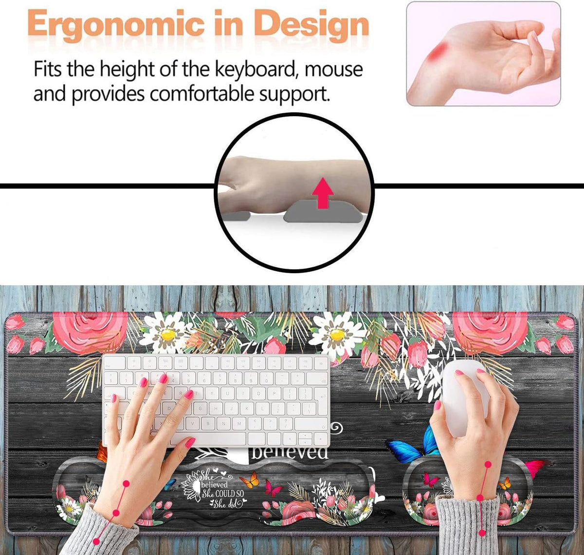 Ergonomic Keyboard Wrist Rest and Mouse Pad Wrist Rest Set, Large XXL Gaming ...