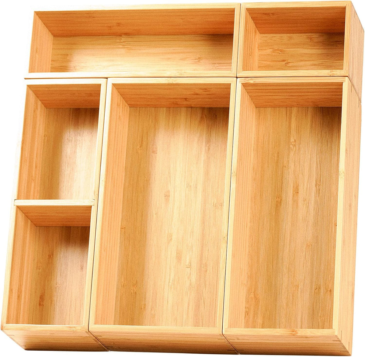 Umilife Drawer Organizer Storage Boxes, 2.5" High Bamboo Drawer Dividers...