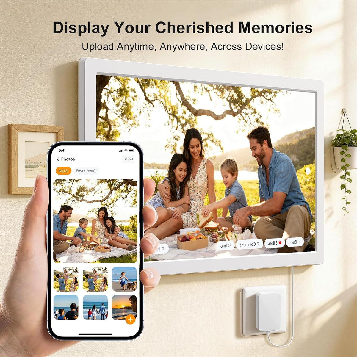 32 Inch Smart Digital Wall Calendar for Family, White