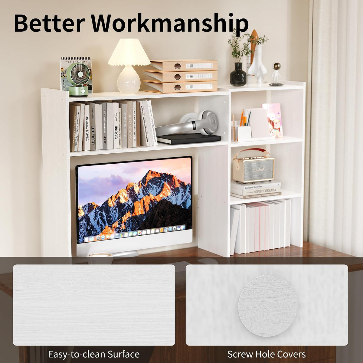 Aetheris Desktop Bookshelf, 43”Adjustable Office Desktop Organizer Shelf, Cou...