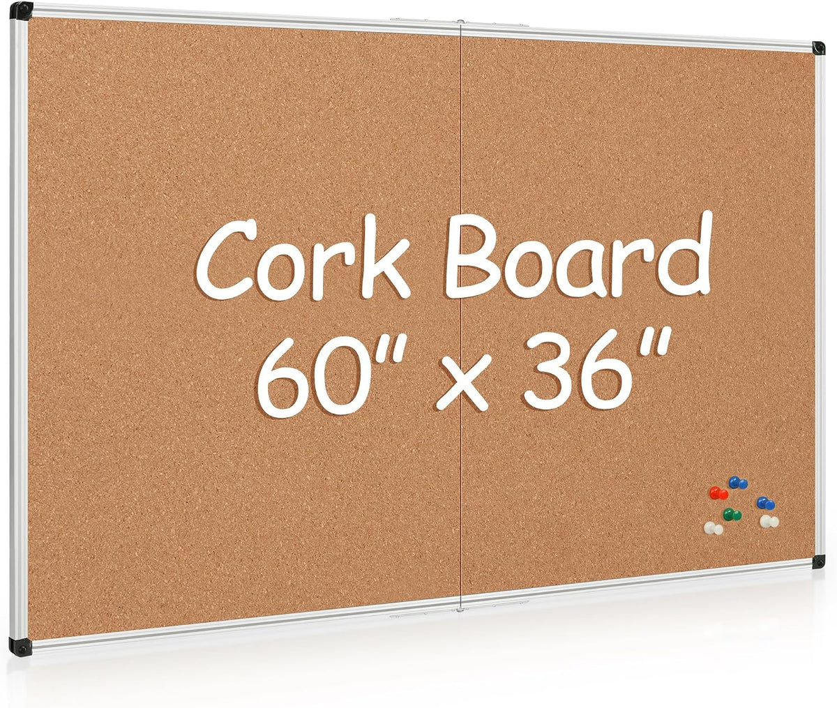 Extra Large Cork Bulletin Board 60" X 36", Foldable Notice Pin Boar...