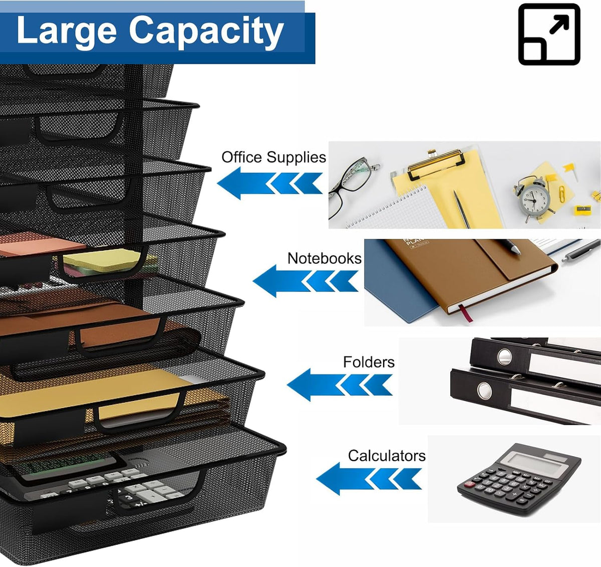 Natwind Mesh Desk Organizer with 20 Compartments Sliding Drawers,Black