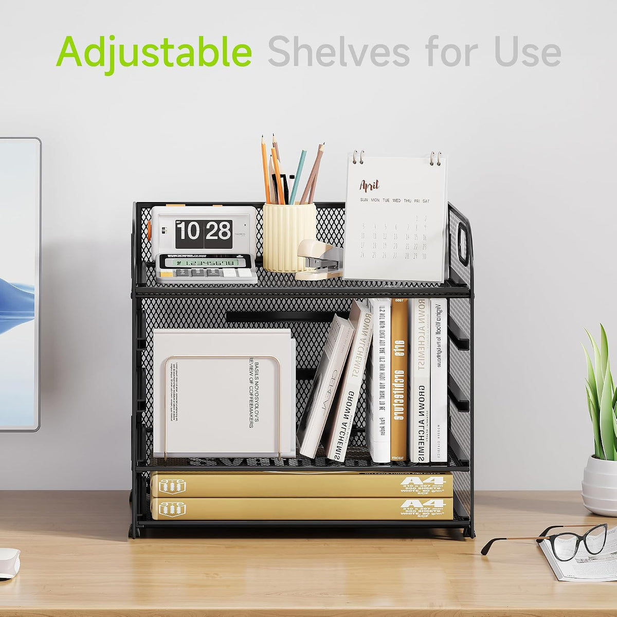 Cawukege 2 Pack 5 Tier Paper Organizer, Letter Tray with Handle, Mesh Desk Or...