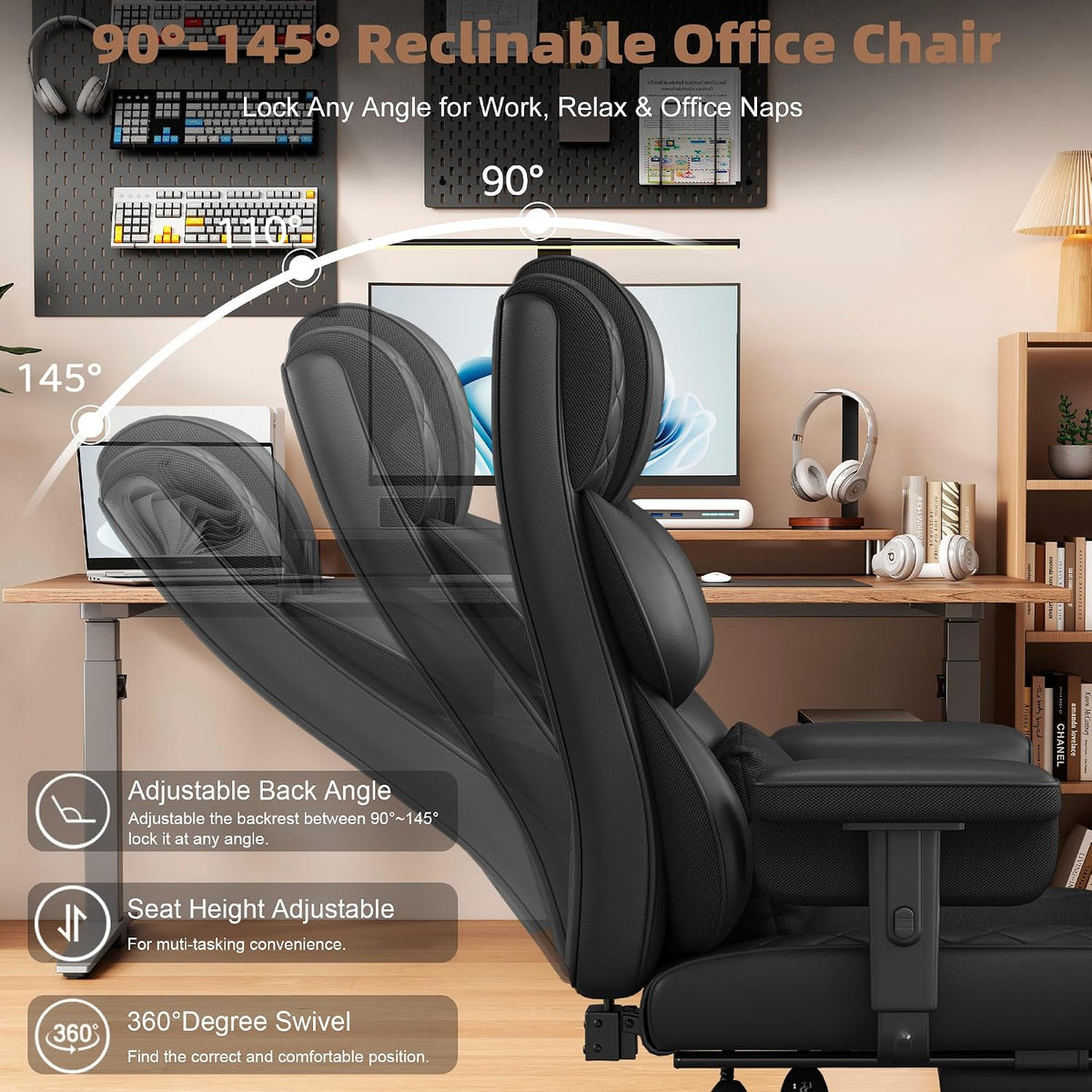 Vonesse Office Chair, Desk Chair with Soft Adjustable Armrests, Ergonomic Hig...