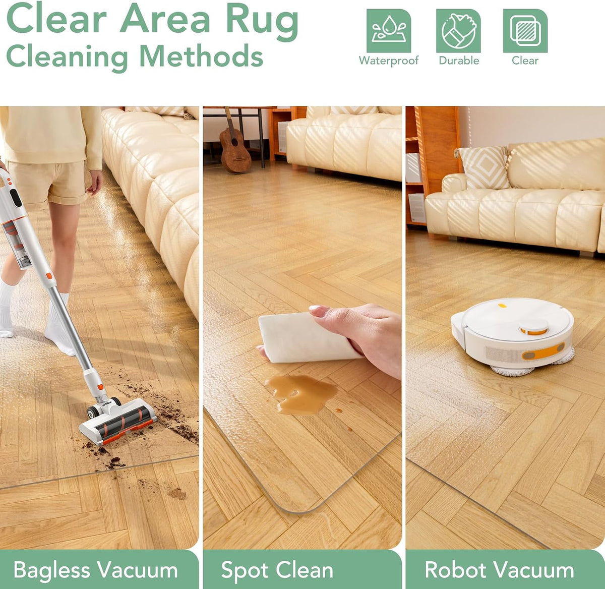 Clear Floor Mat 5'x8' for Under Dining Table – Plastic Waterproof Non...