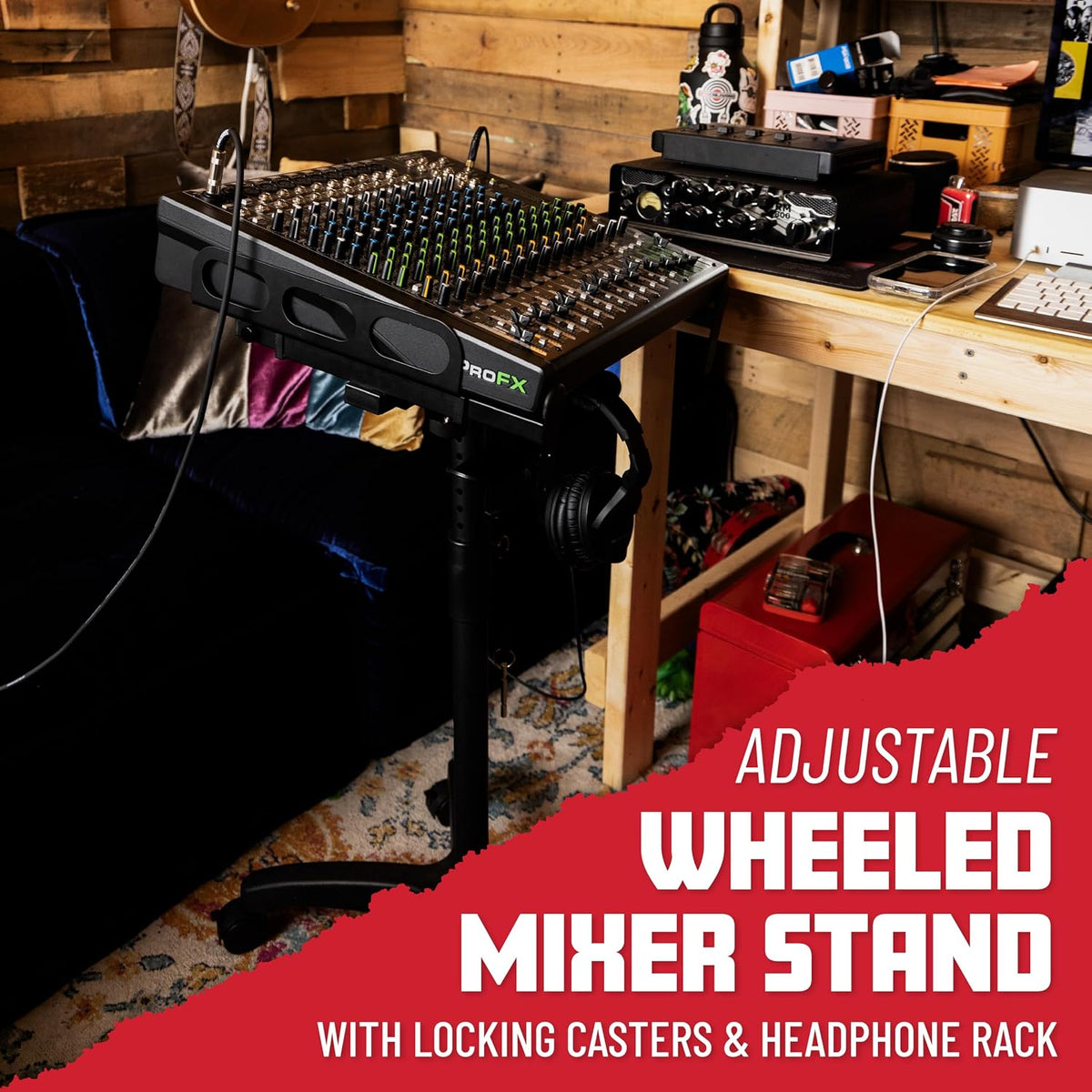 Gator Frameworks Adjustable Rolling Mixer Stand (GFW-MIXERCART-0400)