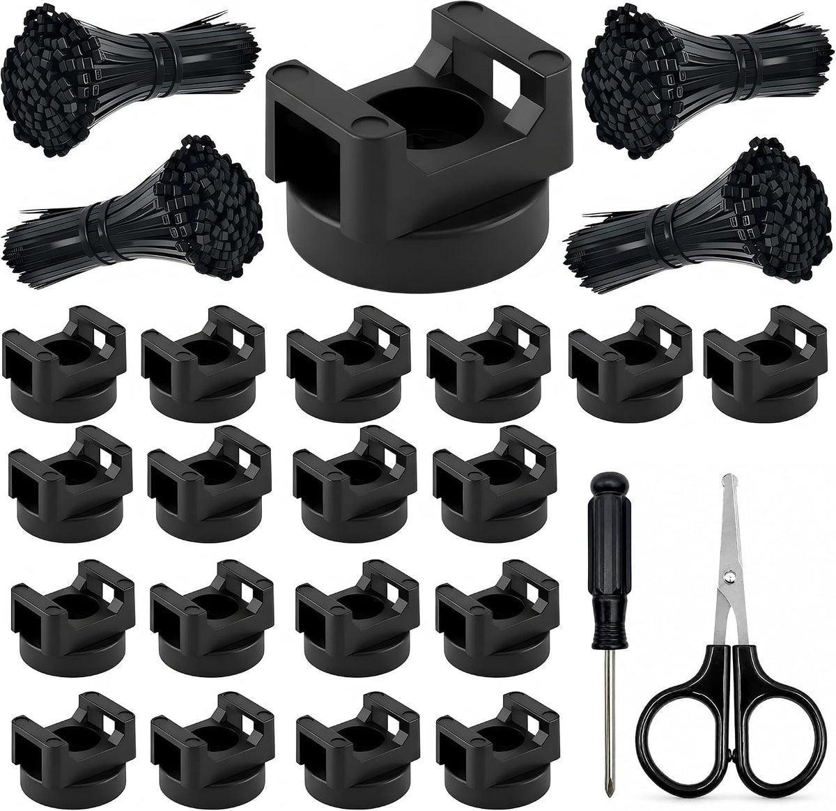 Magnetic Zip Tie Mounts, 26 Pack Magnetic Cable Tie Mounts with 200 Zip Ties,...
