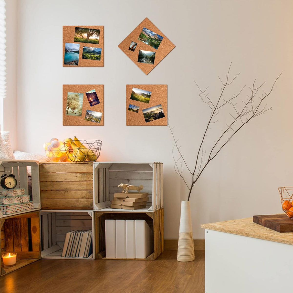 SUNGIFT Cork Board 12"x12" -12 Pack Square Decorative Cork Tiles 1/...