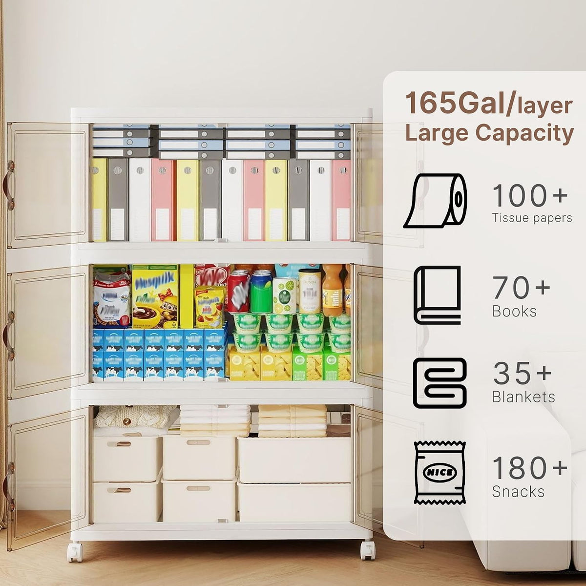 752QT Extra Large Stackable Storage Bins with Lids & Wheels