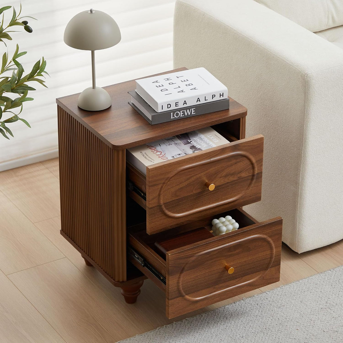 ORRD 2 Drawer Fluted Mini Small Dresser for Bedroom Set of 2, Mid Century Mod...