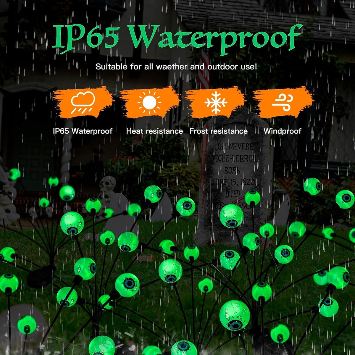 Flumy Halloween Decorations Outdoor, 4 Pack Solar Eyeball Lights, Scary Decor...