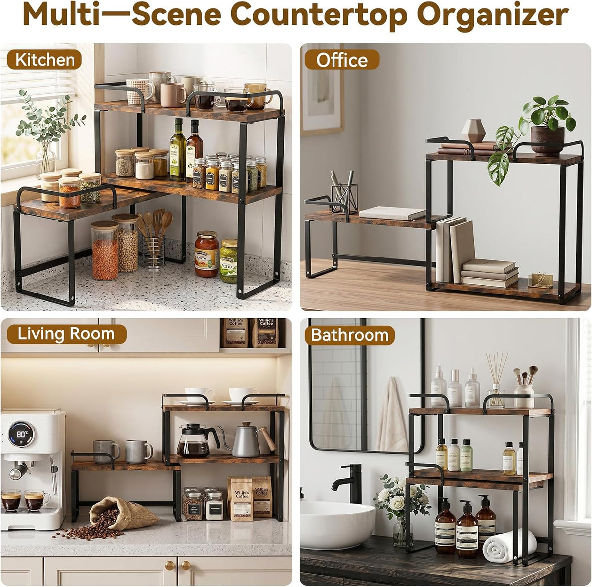 Housolution Stackable Kitchen Countertop Organizer Corner Shelf