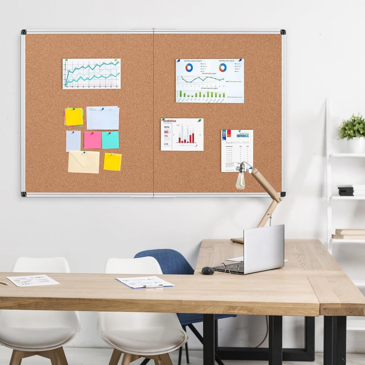 Extra Large Cork Bulletin Board 60" X 36", Foldable Notice Pin Boar...