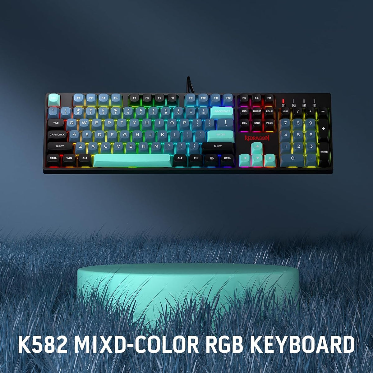Redragon K582 SE Wired RGB Mechanical Gaming Keyboard, 104-Key, PBT Keycaps