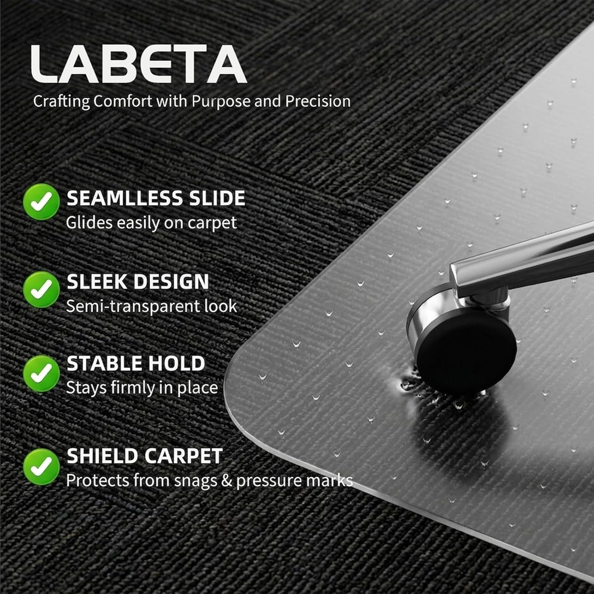 Office Chair Mat for Low-Pile Carpet 30" x 48", Compact Carpet Prot...