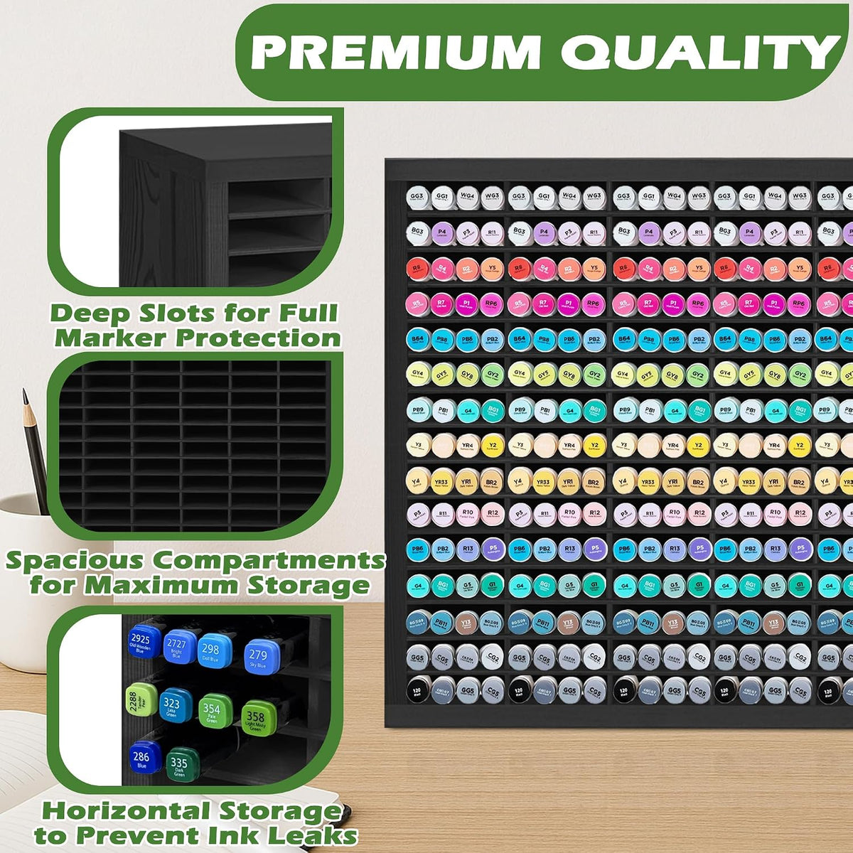 PROLEE Markers Organizer with 90 Compartments for 360 Marker Storage Art Pens...
