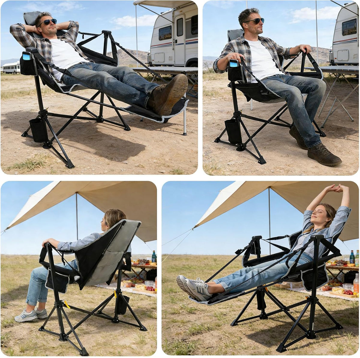 Suteck Hammock Camping Chair with Footrest,500LBS Rocking Chairs, 2Pack