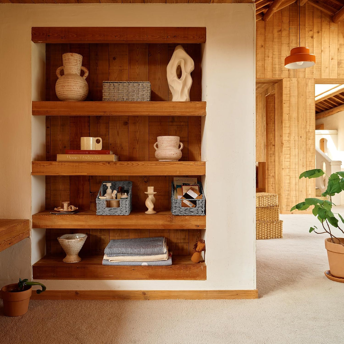GRANNY SAYS Wicker Basket with Handles, Shelf Baskets for Organizing