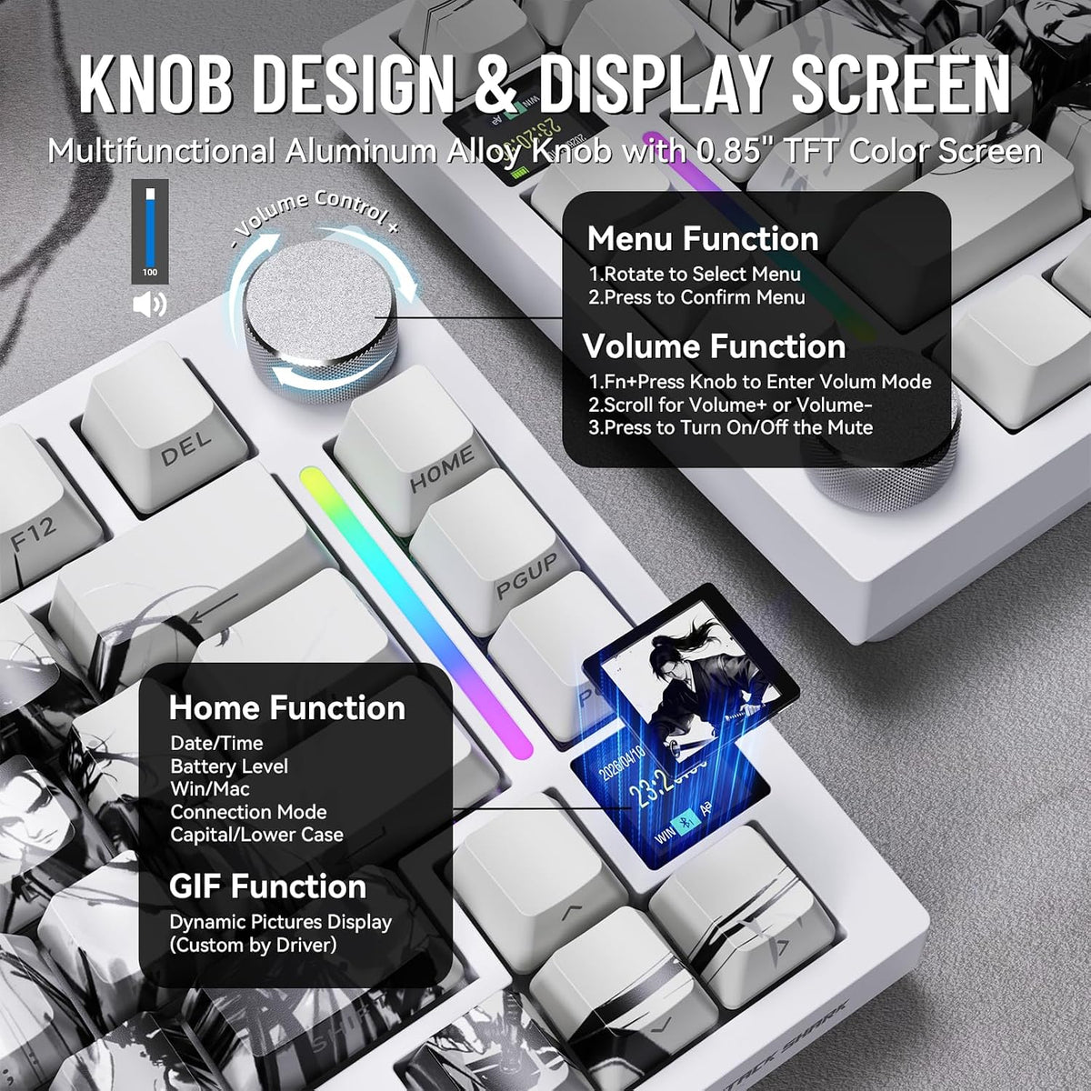 ATTACK SHARK X820ULTRA Wireless Gaming Mechanical Keyboard with TFT Smart Dis...