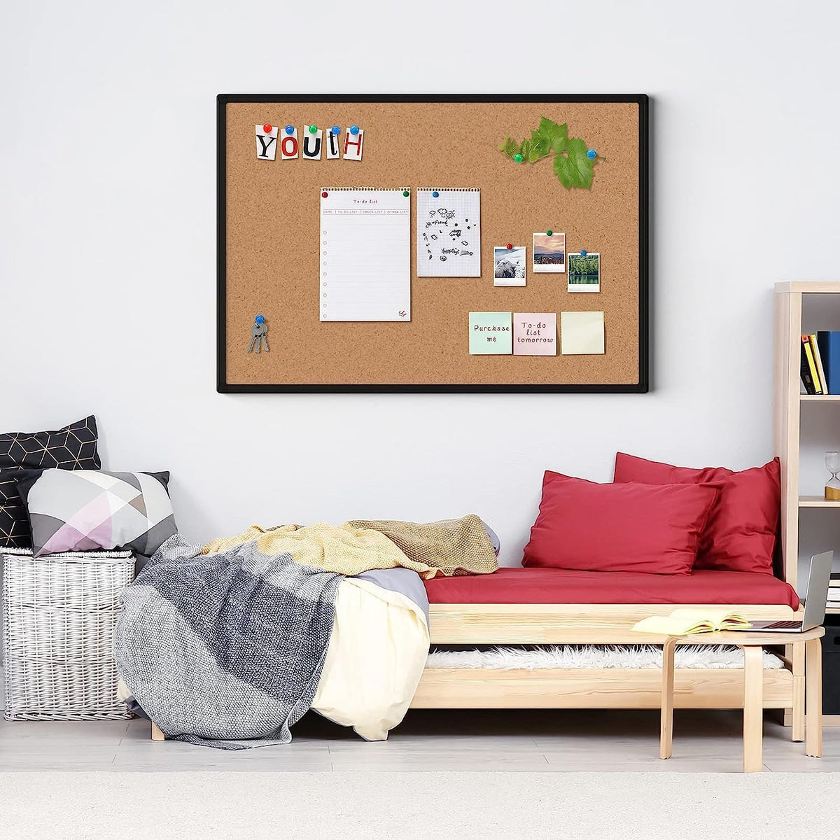 Cork Board Bulletin Board 24 x 18, Black Aluminium Framed Corkboard, Office B...