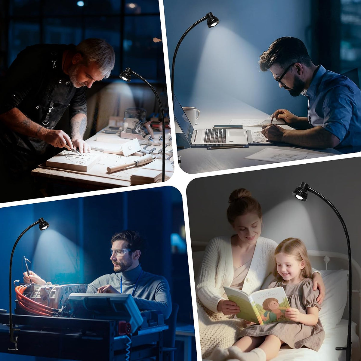 Hersi 5W 30" Long Swing Arm Architect Desk Lamp LED Task Light with Clamp