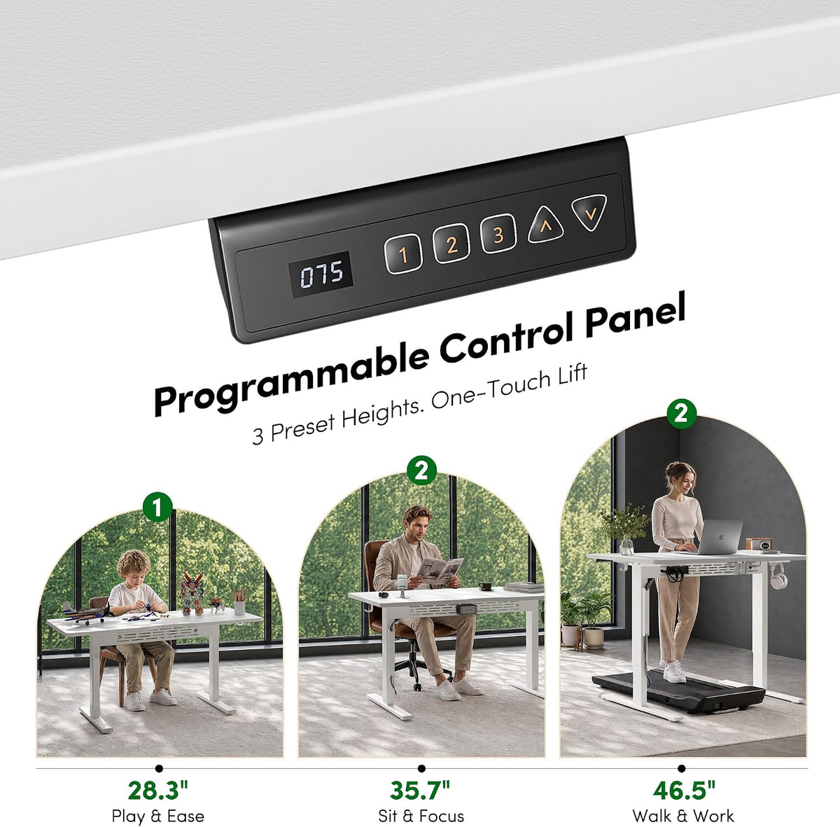 FEZIBO Electric Standing Desk with L-Shaped Crossbar & Cable Management S...
