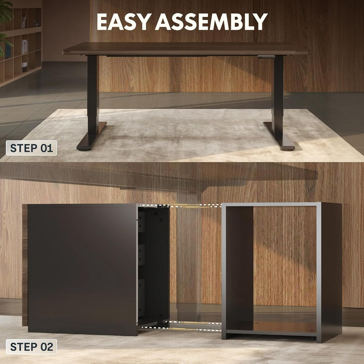 FLEXISPOT EN2 55"x28" Standing Desk Bundle with Storage Cabinet, Black