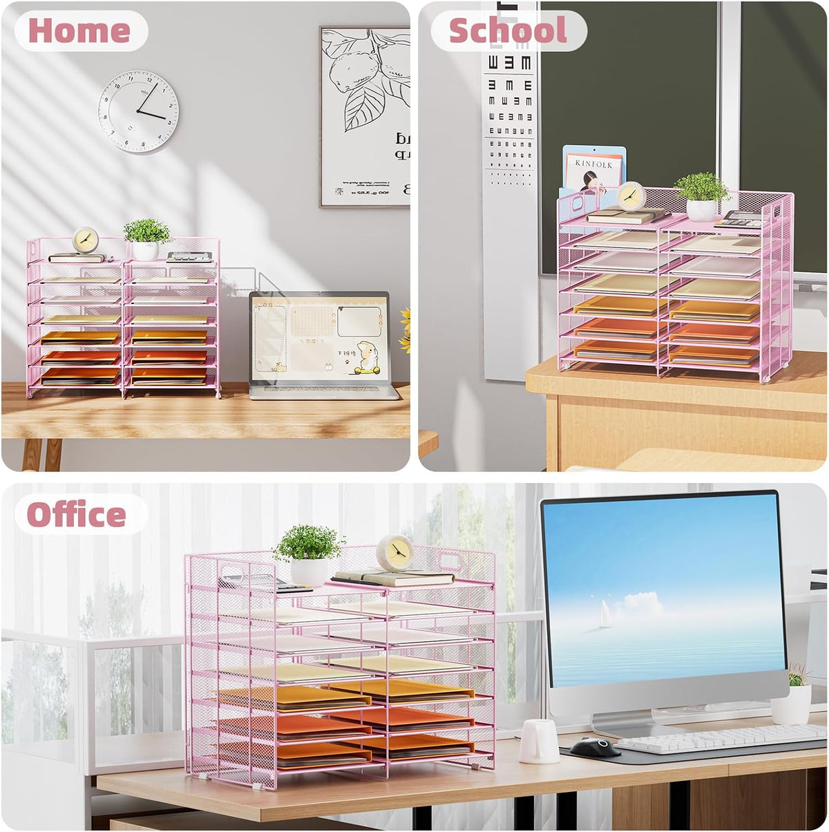 Marbrasse Desktop Literature Organizer, 12 Compartments Mesh Paper Organizer ...