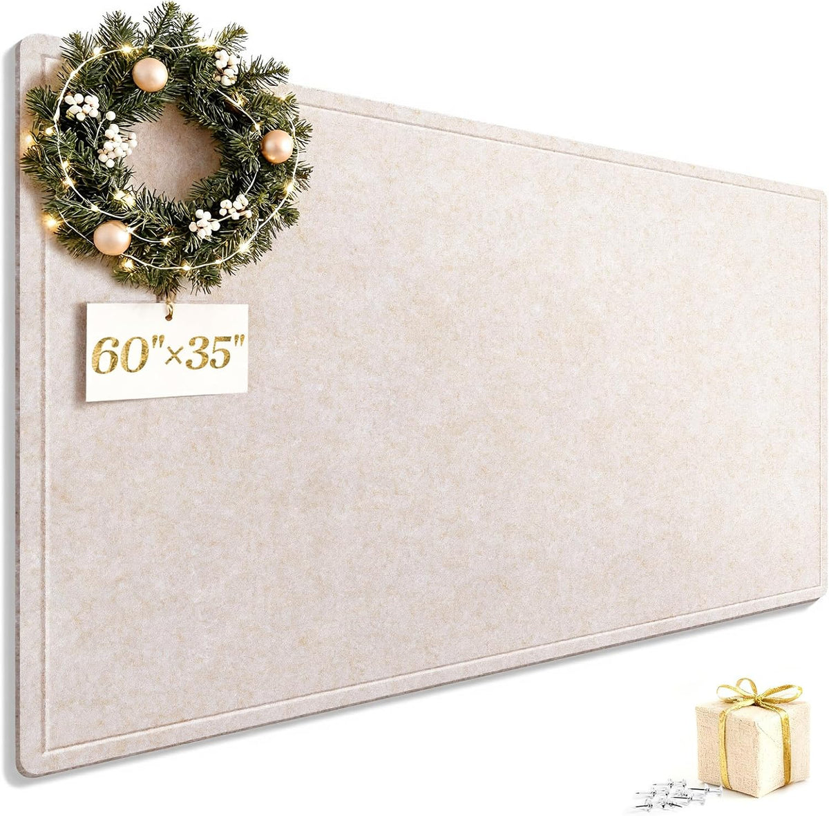 Bulletin Board, 60 X 35 inches Decorative Felt Cork Board Alternative with Pu...