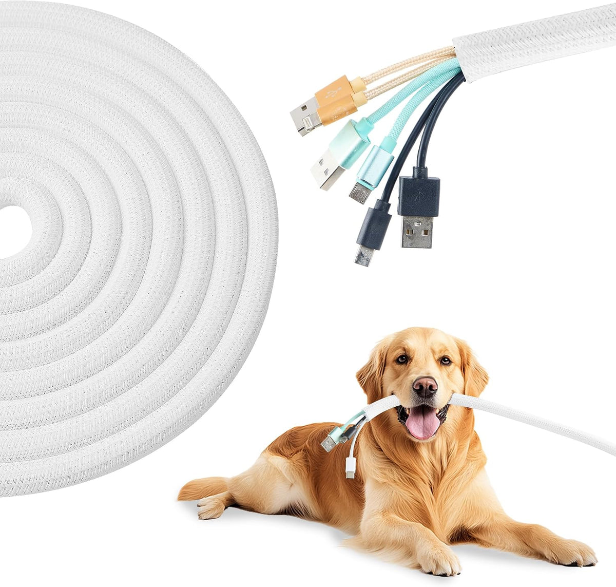Split Wire Loom 3/4 Inch 50ft, Braided Cable Sleeve for Cable Management, Cor...