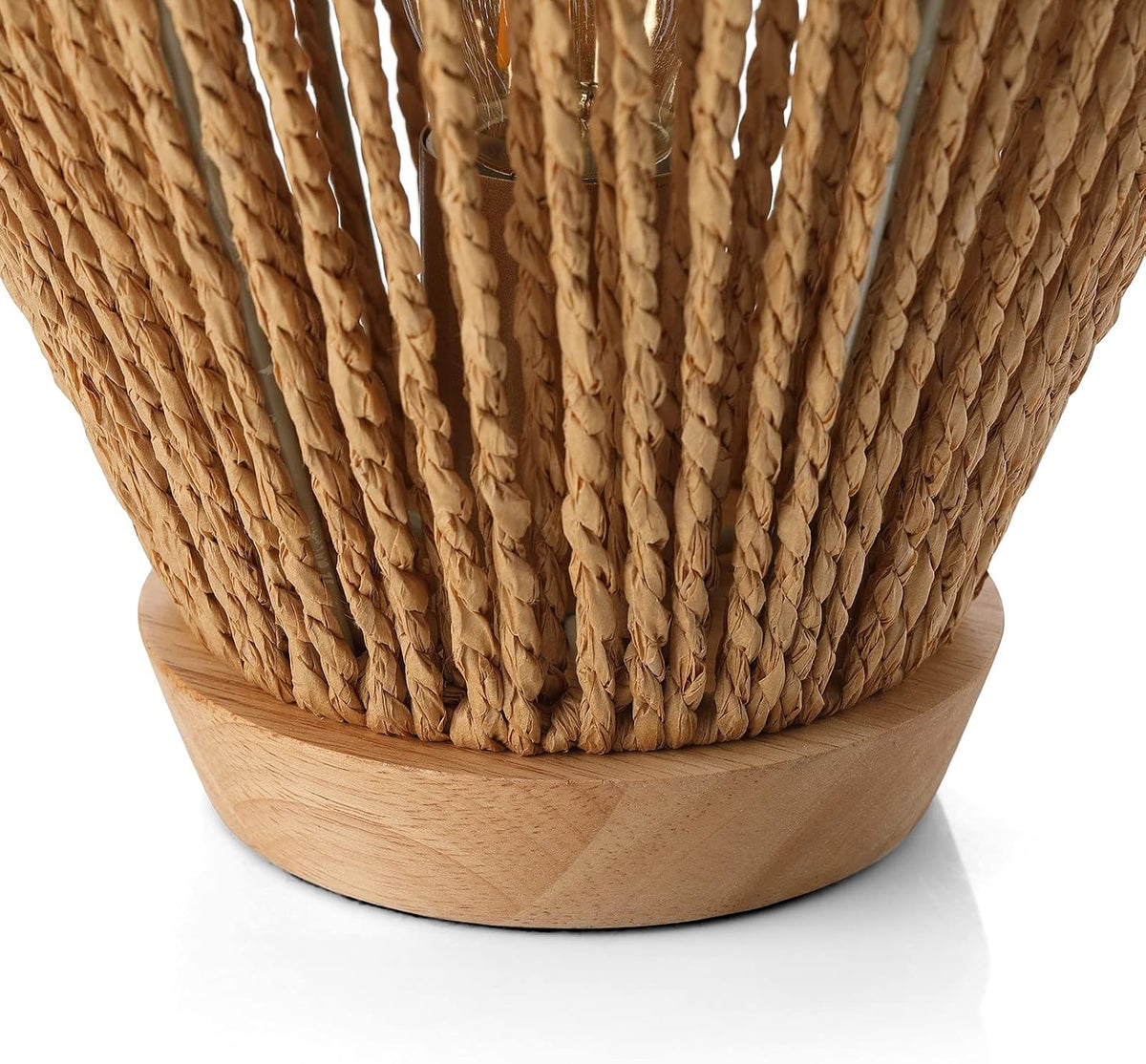Boho Table Lamps for Bedroom & Living Room - Small Natural Woven Basket L...