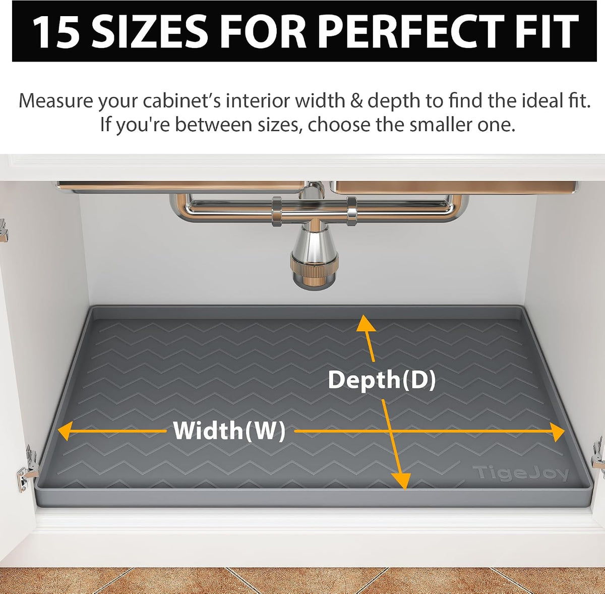 TigeJoy Under Sink Mats for Kitchen Waterproof 31" x 22", Cabinet L...