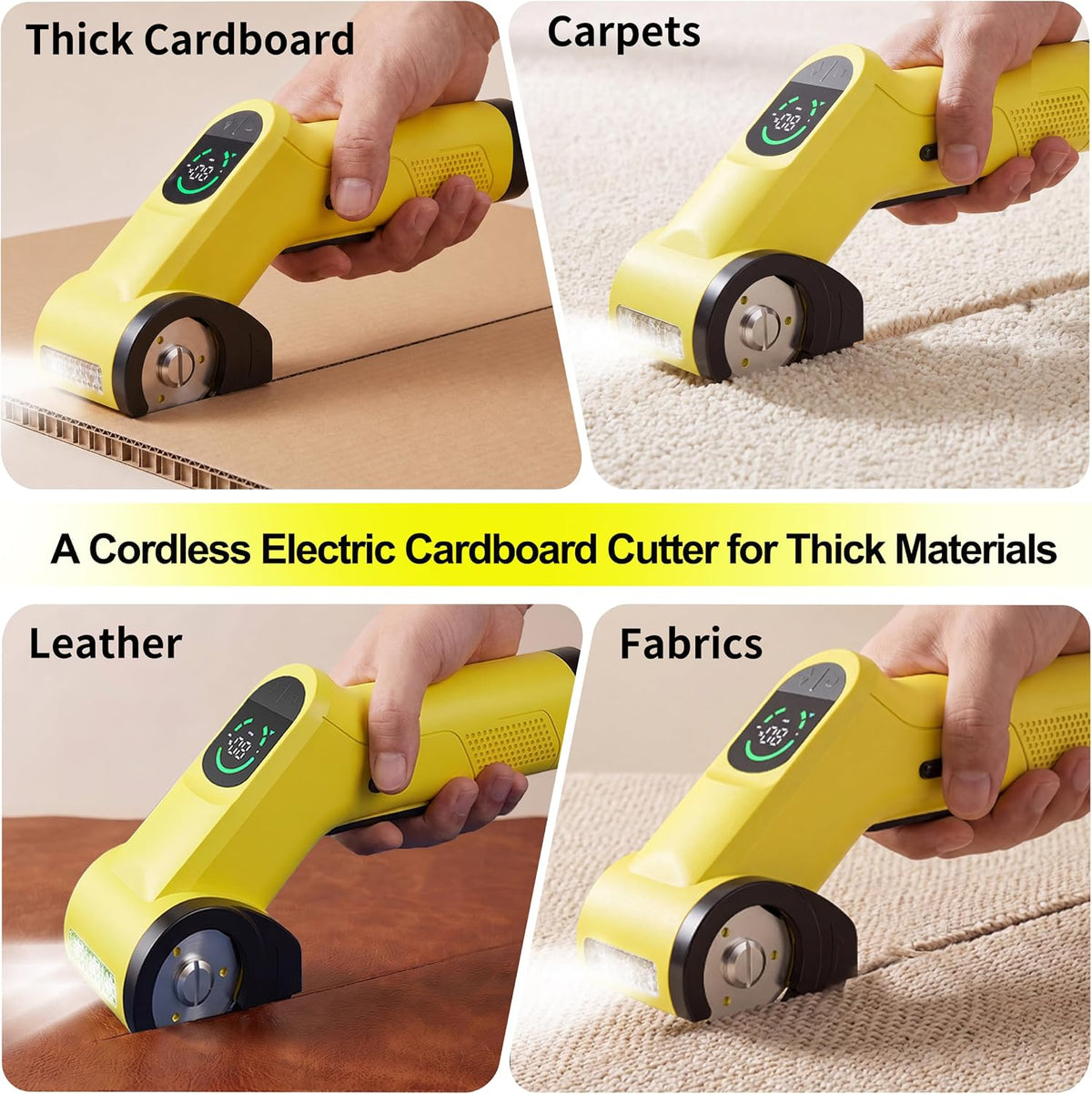 Electric Cardboard Cutter, 0.48" Max Cutting Thickness,7.4V Brushless Motor