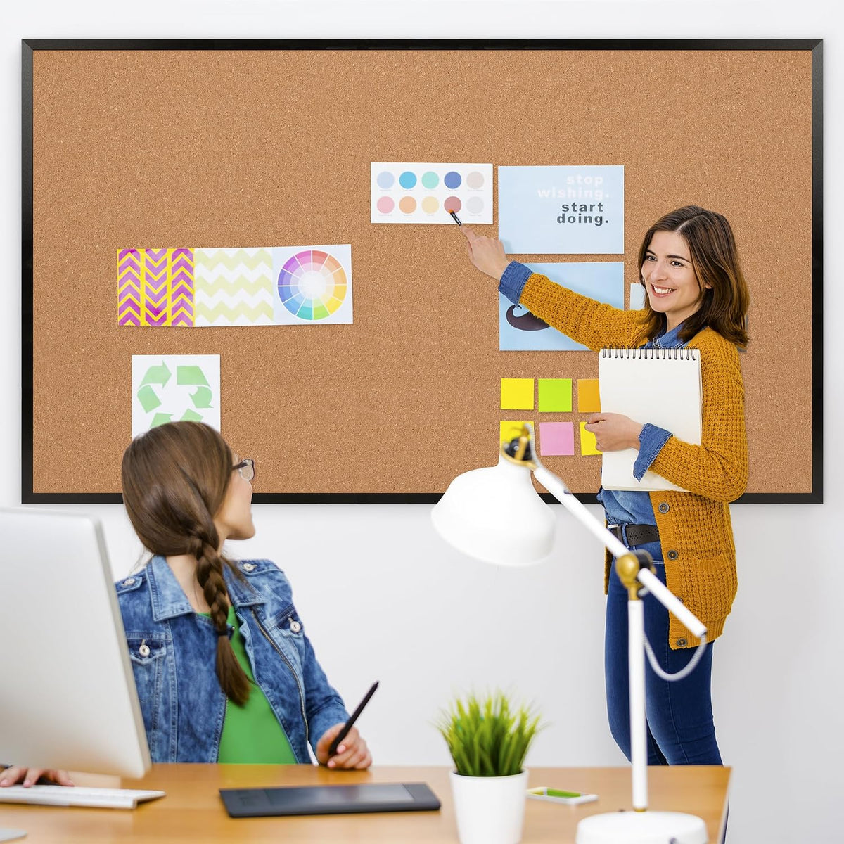 Extra Large Cork Bulletin Board 96" X 48", Black Wood Framed 8'...