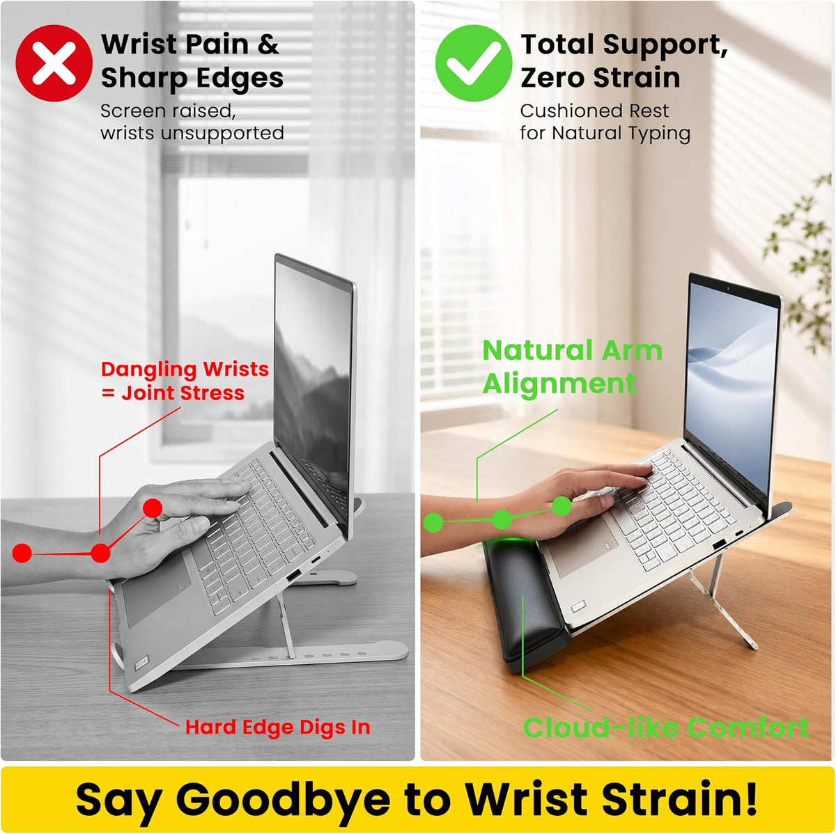 Laptop Stand for Desk, Adjustable Laptop Riser with Wrist Rest
