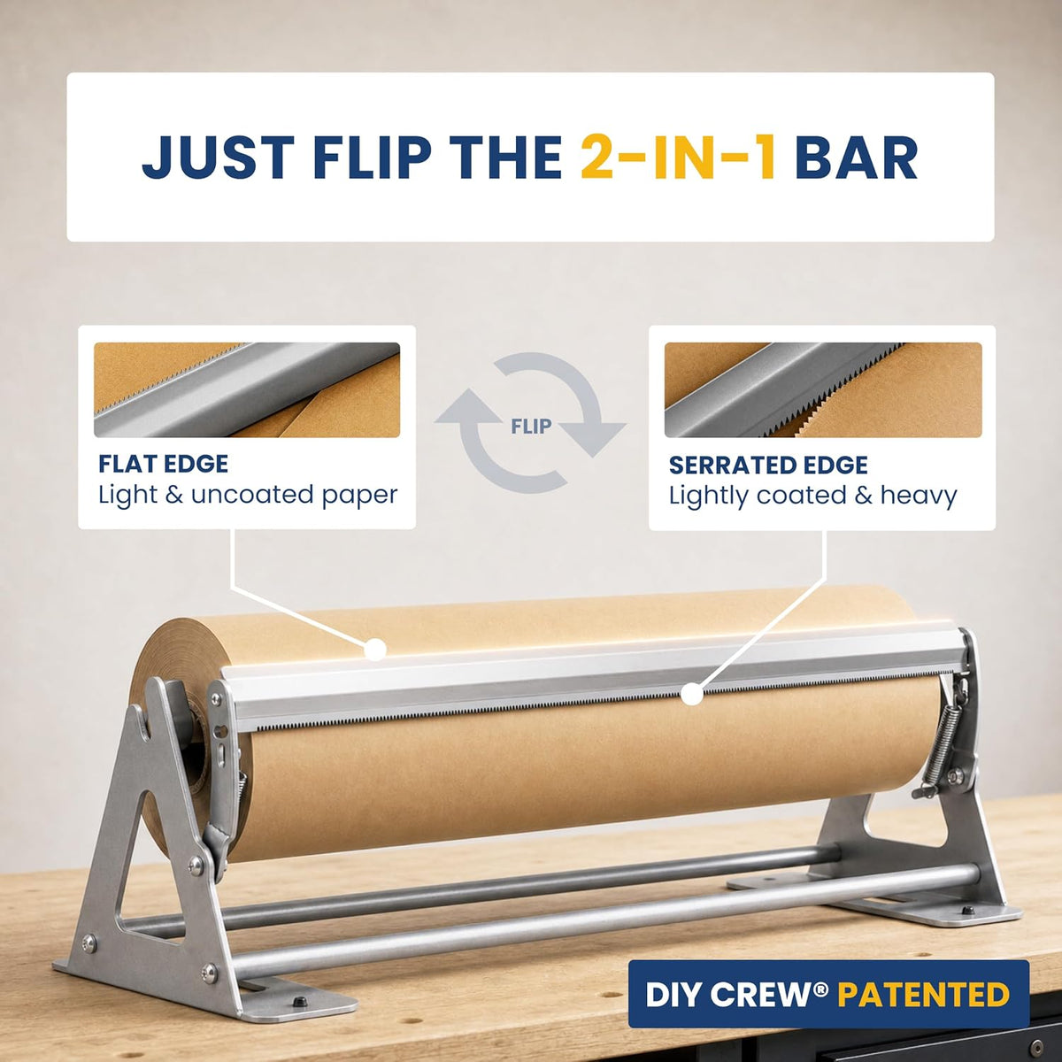 DIY Crew 18 Inch Paper Roll Dispenser and Cutter - Heavy-Duty Wall Mountable,...