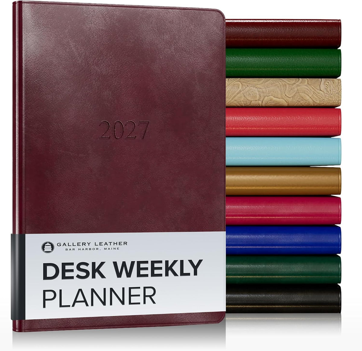 Gallery Leather Desk Weekly Planner 2026-2027 Acadia Burgundy