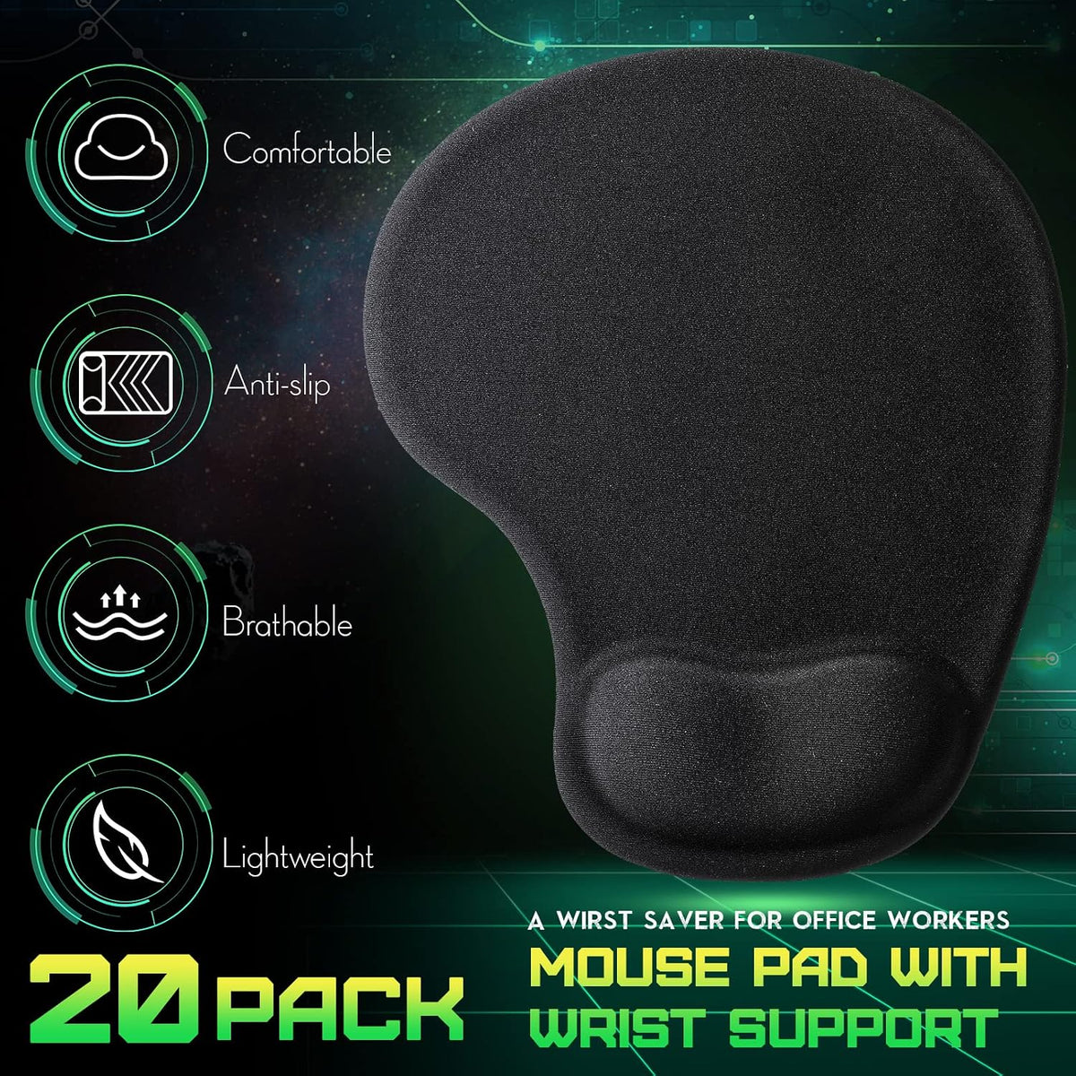 20 Pieces Ergonomic Mouse Pad with Wrist Support Gel Mouse Pad with Wrist Res...