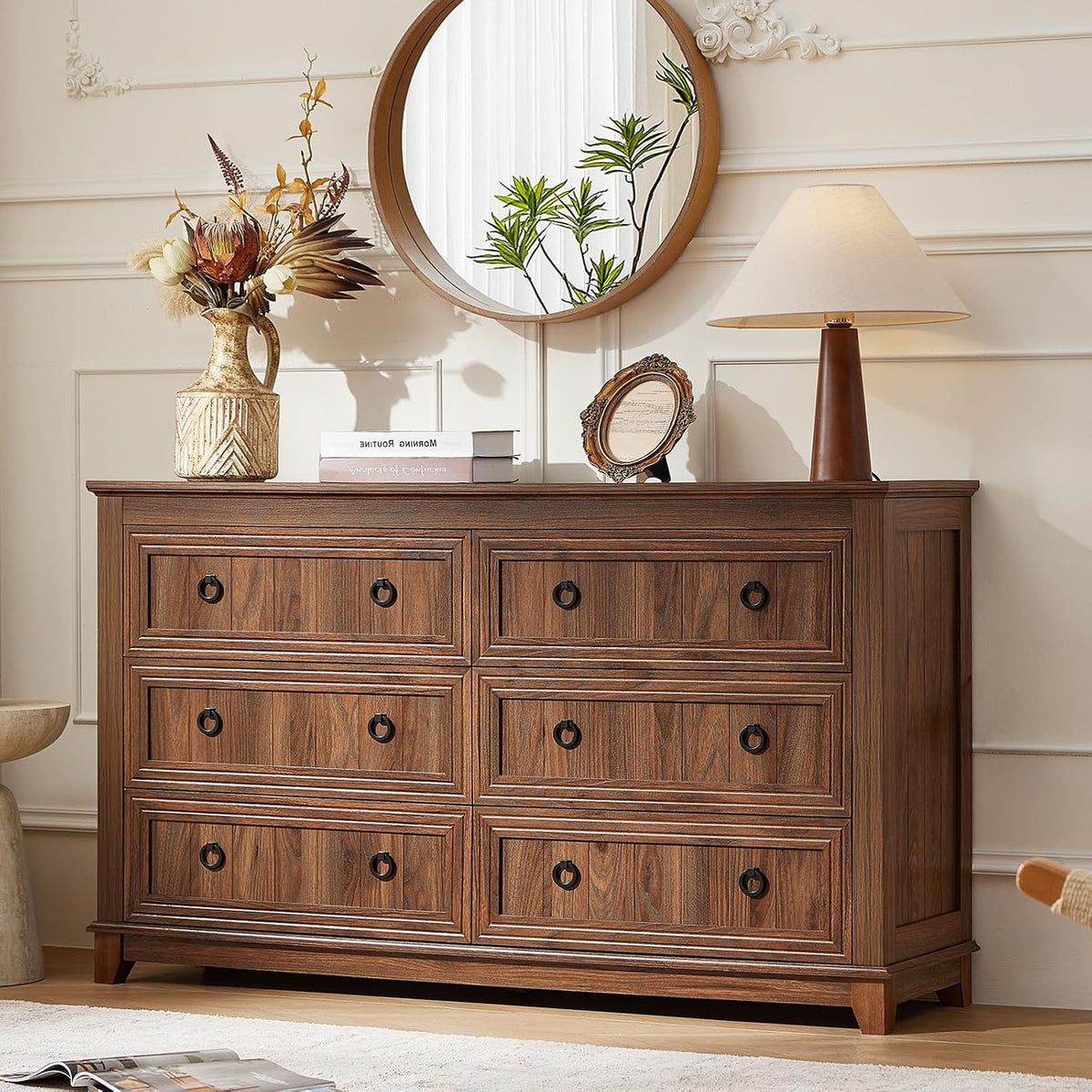 Joaxswe 54'' Dresser for Bedroom, Farmhouse 6 Drawers Dressers