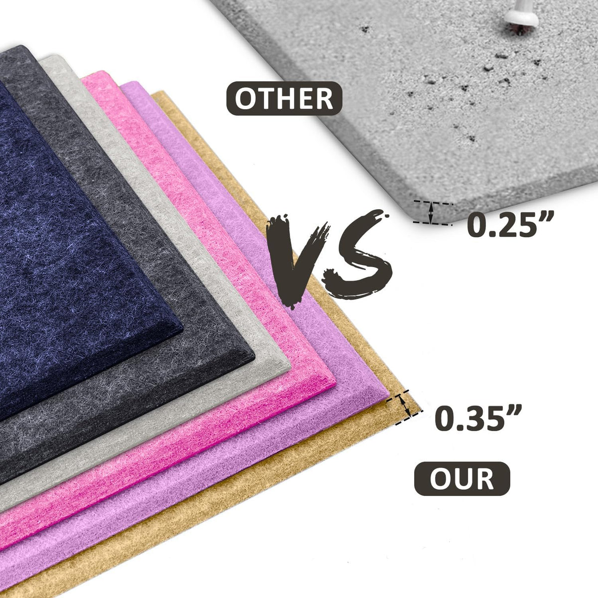 Felt Wall Tiles Bulletin Board with Removable Adhesive, 47"x35" Bei...