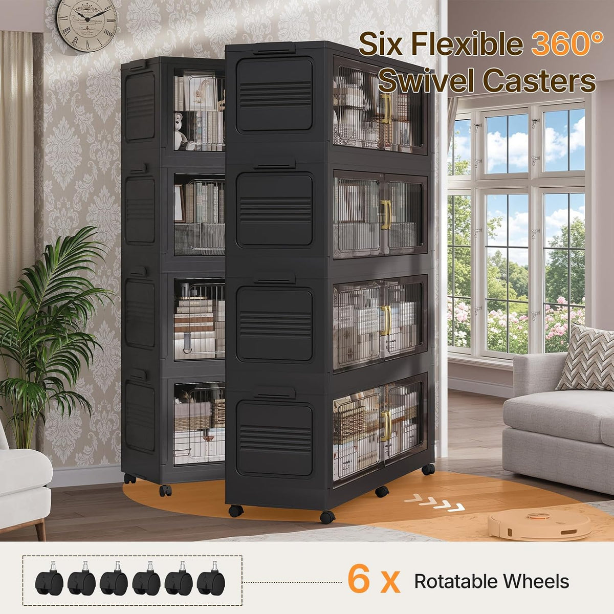 210Gal Extra Large Stackable Storage Bins with Lid, 840QT Foldable Collapsibl...