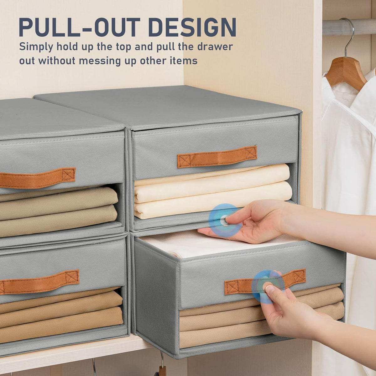 DIMJ Closet Organizers and Storage - Fabric Bins with Drawers for Closet Fold...